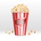 Cinema food popcorn in disposable bowl realistic vector illustration