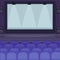 Cinema hall with huge screen and comfortable seats