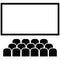 Cinema hall icon on white background. movie theater entertainment screen. Performance theatre stage. flat style