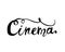 Cinema. Hand written doodle word on white