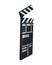 Cinema icon of clapper for shooting or clapperboard. Movie industry object. Design element for movie theater or theme of