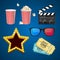Cinema Icon Realistic Objects Set. Vector