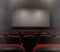 Cinema interior with empty screen. Grain noise texture.