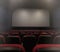 Cinema interior with empty screen. Grain noise texture.
