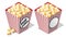 Cinema isometric icon, striped popcorn bucket