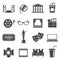 Cinema items black glyph vector icons set
