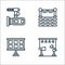 Cinema line icons. linear set. quality vector line set such as studio, story board, theater