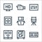 Cinema line icons. linear set. quality vector line set such as vhs, wardrobe, entrance, directors chair, online, walk of fame,