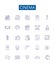 Cinema line icons signs set. Design collection of Film, Theater, Movie, Showing, Screening, Projection, Reel, Playback