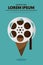 Cinema movie and film poster design template background vintage retro style