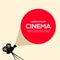 Cinema movie poster design. Vector film camera background retro brochure cinema illustration