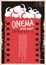 Cinema movie poster with film strip and pop corn