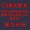 Cinema movie. Red letters with luminous glowing lightbulbs. Vector typography words design. Template type font for poster