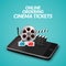 Cinema movie ticket online order concept. Mobile cinema smartphone app