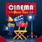 Cinema, Movie Time. 3d vector director\\\'s chair, camera, lighting and megaphone