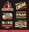 Cinema and movies set of labels, emblems, banners and design elements