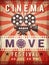 Cinema poster. Vintage design template of video and cinema production poster