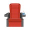 Cinema red velvet seats armchair with soda drink