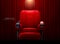 Cinema seat Theater seat on curtain with spotlight background