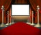 Cinema stage blank curtains red carpet
