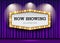 Cinema Theater purple curtains and sign light up design background