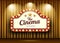 Cinema Theater and red sign light up curtains gold design background