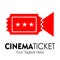 Cinema ticket logo design vector