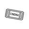 Cinema Ticket Outline Flat Icon on White