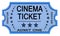 Cinema ticket on white