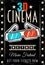 Cinema vector retro poster with 3d glasses