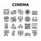 Cinema Watch Movie Entertainment Icons Set Vector