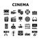 Cinema Watch Movie Entertainment Icons Set Vector