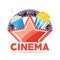 Cinema wih soda and popcorn with filmstrip scene