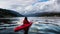 Cinemagraph continuous loop animation of adventurous girl kayaking