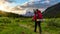 Cinemagraph Continuous Loop Animation. Female Backpacker Hiking in Canadian Rockies