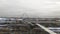 Cinemagraph - Glitches on overcast industrial urban landscape on autumn day. Lingotto pedestrian bridge, Turin, Italy