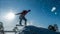 Cinemagraph. Novice snowboarder in a jump with a light snow springboard, winter landscape, video loop