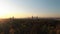 Cinematic Aerial of Frankfurt Skyline panorama at sunset