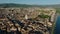 Cinematic aerial shot of Basilica di Santa Croce, largest Franciscan church in the world. Panoramic view of historic