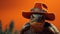 Cinematic Algeapunk: Orange Cowboy Hat On Tortoise\\\'s Head