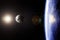 Cinematic conjunction of Earth and Moon
