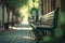 Cinematic Green Alley: Solar Benches, Bokeh, Unreal Engine 5, Ultra-Wide Angle, Hyper-Detailed & Color Graded