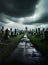 Cinematic horror: photorealistic cemetery dark storm UHD