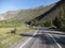 Cinematic landscape the road leaving for the mountains in the early morning