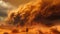 Cinematic sand and dust storm above desert land Huge cloud with wind 3d artwork AI generated