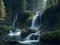 Cinematic Serenity: Forest Waterfall Pond