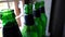 Cinematic shot of green beer bottles. India