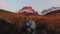 Cinematic time lapse of dramatic red sunset over mountain peak in Juta valley. Kazbegi national park outdoors