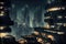 cinematic view of a massive futuristic cyberpunk city at night crowded with glowing tall buildings