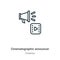 Cinematographic announcer outline vector icon. Thin line black cinematographic announcer icon, flat vector simple element